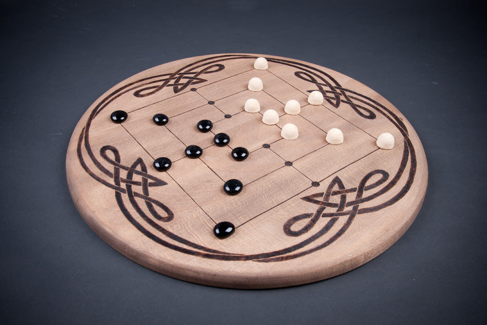 Nine Men's Morris Engraved Wooden Circular Board Game