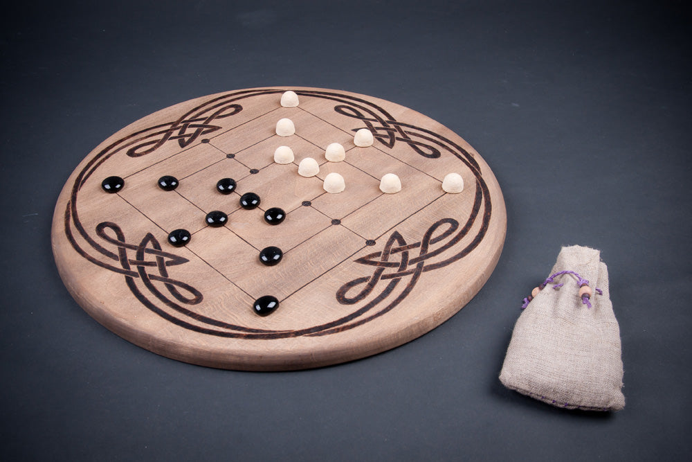Nine Men's Morris Engraved Wooden Circular Board Game