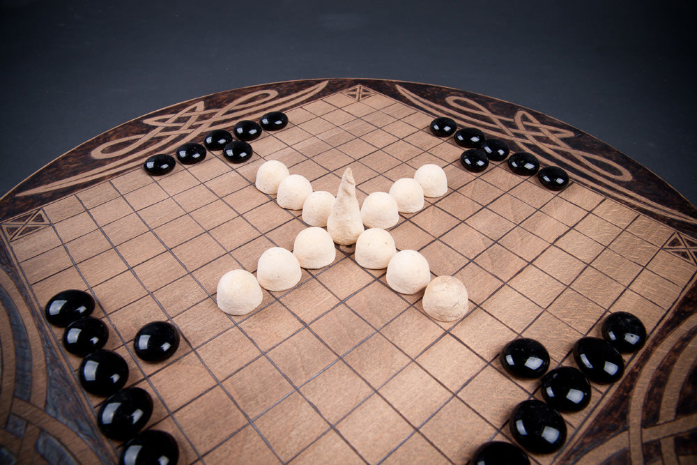 Hnefatafl: Engraved Wooden Circular Board Game