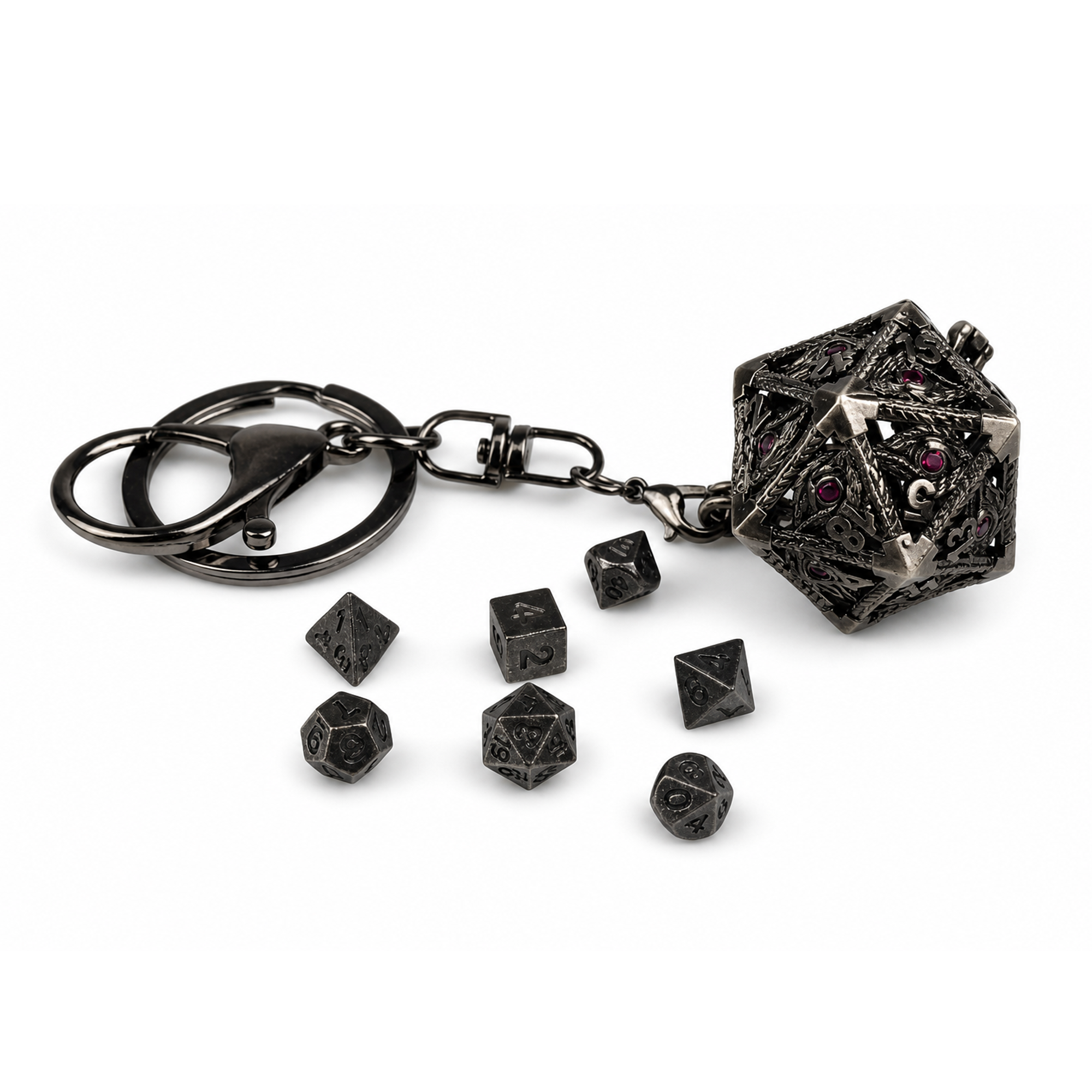 Container | 4 cm | Metal | Keychain Mini Dice | Dungeons and Dragons thumbnail 2
